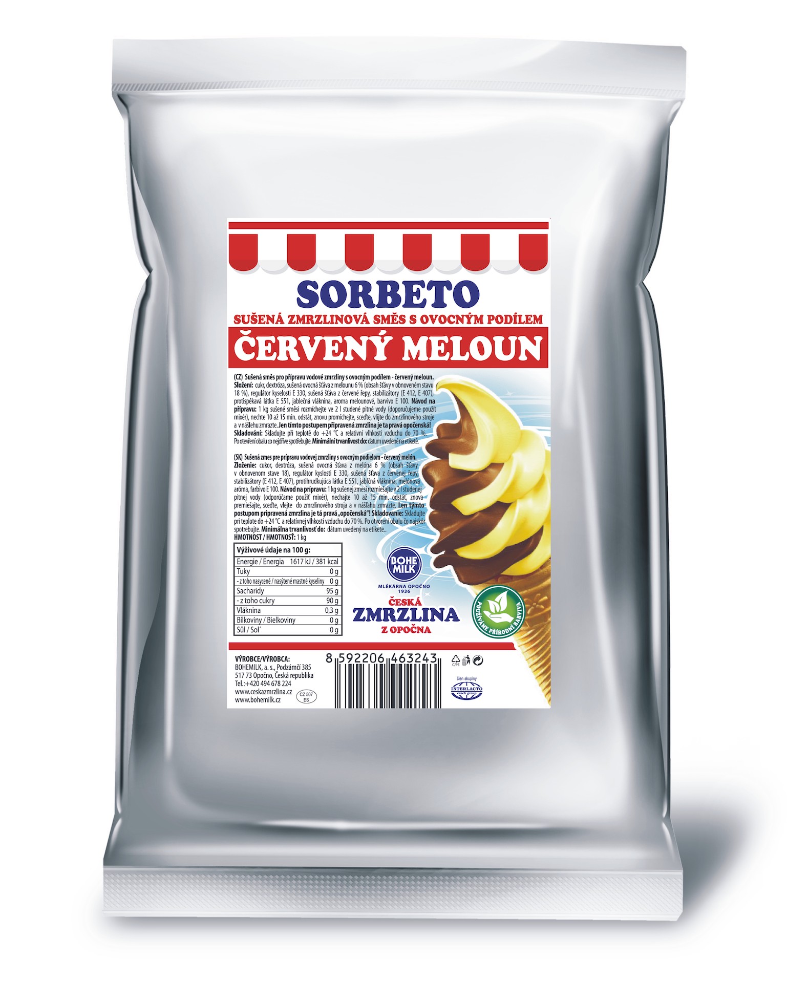 SORBETO Červený meloun, 1kg