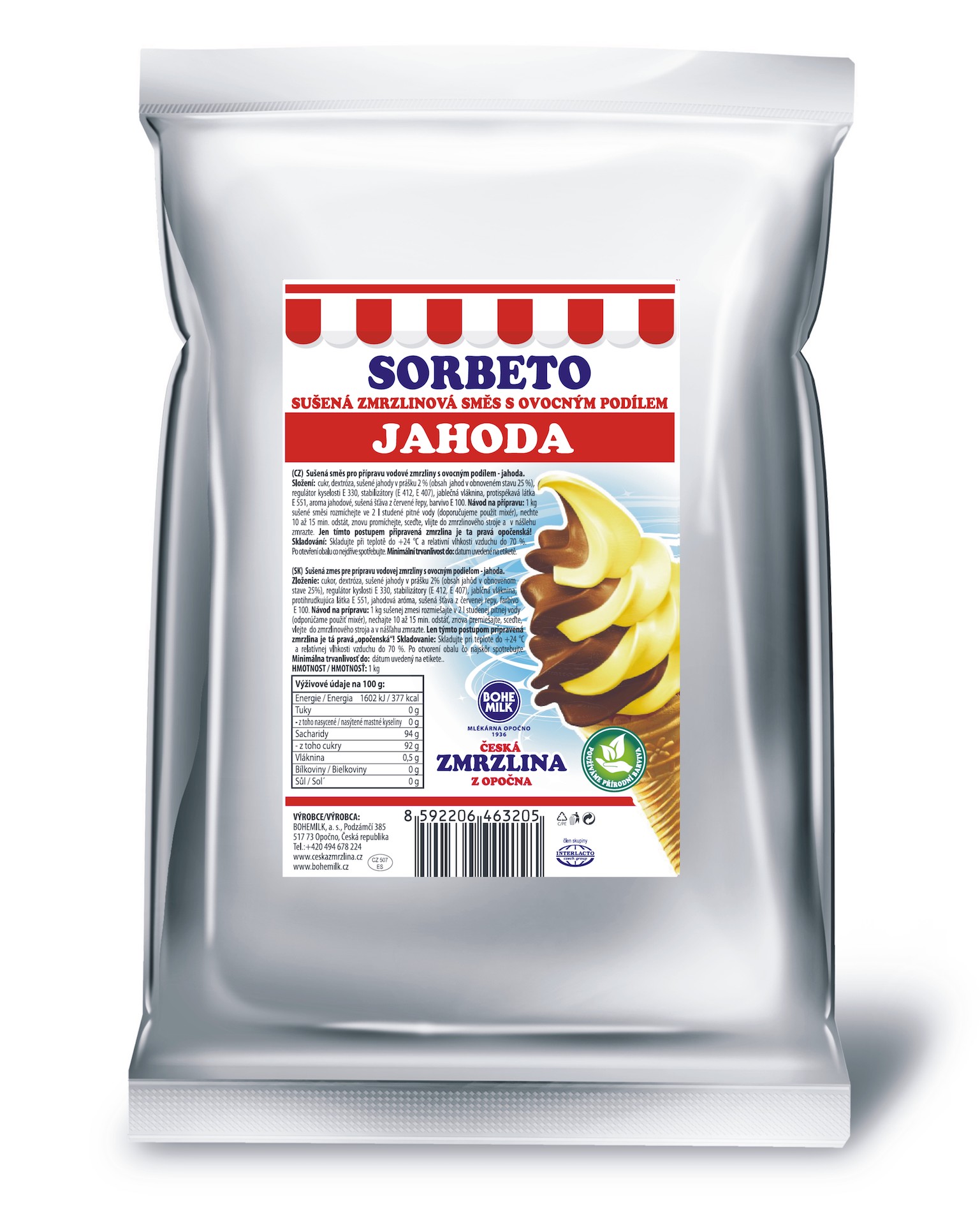 SORBETO Jahoda, 1kg