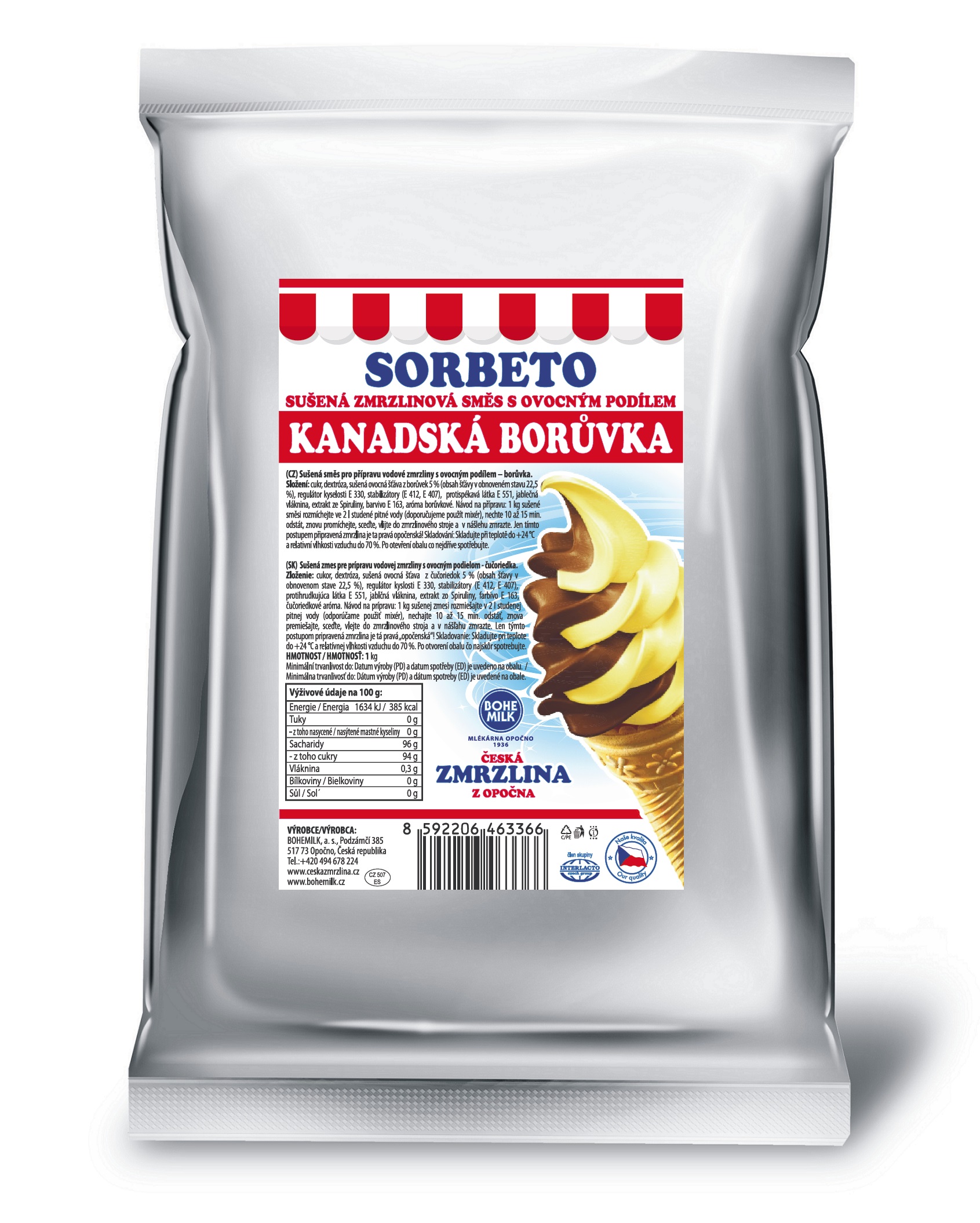 SORBETO Kanadská borůvka, 1kg