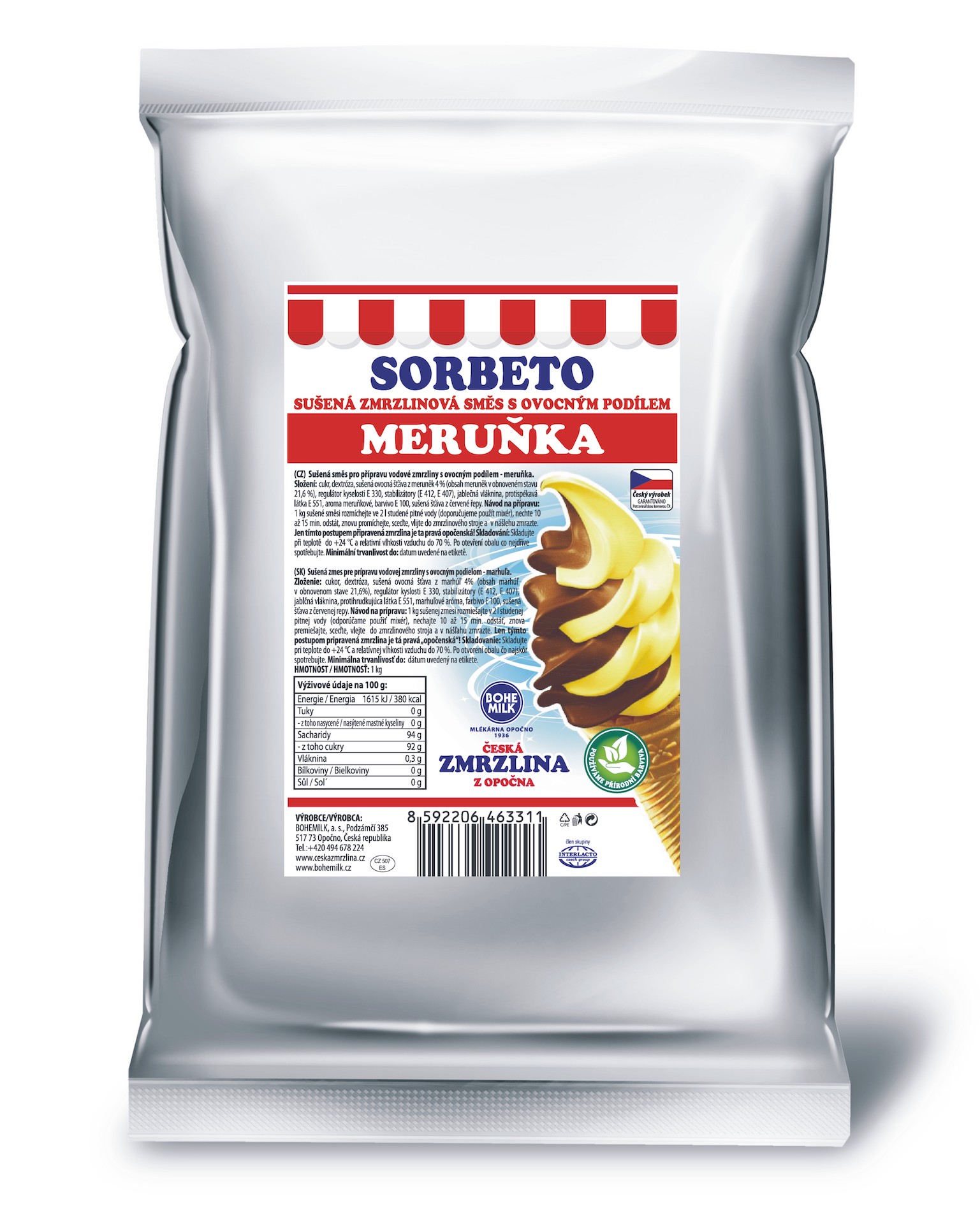 SORBETO Meruňka, 1kg